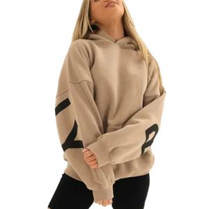 Sudadera con capucha holgada para mujer, con estampado, hombros caídos, de algodón, diseño gráfico personalizado, antiarrugas. - Product Image 1