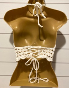 Ready to Ship Cage Mesh Backless Halter <b>Top</b>/ Crop <b>Top</b> Handmade Crochet <b>Top</b> - Product Image 3