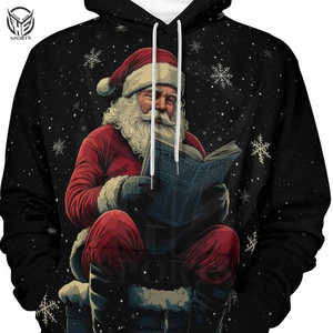 Sudadera con Capucha Navideña de Felpa 100% Algodón para Hombre, Corte Holgado, Ecológica y de Secado Rápido para Invierno - Product Image 1