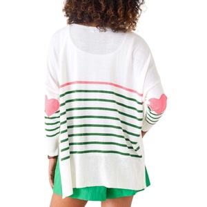 Suéter Personalizable para Mujer, Cuello Redondo, Hombros Caídos, con Abertura Lateral, a Rayas, 100% Acrílico, Estilo Casual para Invierno - Product Image 6