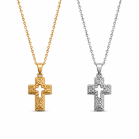 Collier pendentif croix en filigrane ARNAN, acier inoxydable, cadeau de foi chrétienne, bijoux pour femmes et hommes, vente en gros personnalisée