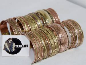 Brazalete de latón de oro rosa con patrón de grabado tradicional Hasli diamante oreja brazalete joyería estilo religioso regalo - Product Image 6