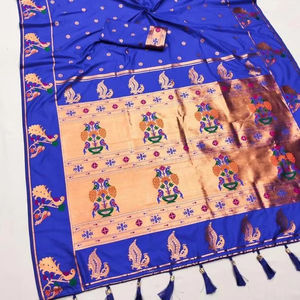 Sari de Seda de Diseñador ANUPANA AVANTIKA PAITHANI, Ropa India/Pakistaní para Mujer, Venta al por Mayor, Reversible, Casual, Holgado, para Todos - Product Image 2