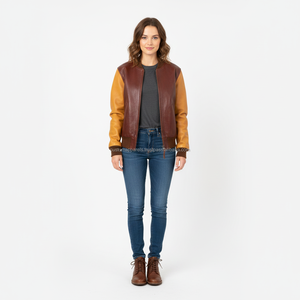 Blouson aviateur en cuir de vache personnalisé pour homme, fermeture éclair, logo personnalisé en relief, veste universitaire en cuir tendance pour femme - Product Image 5