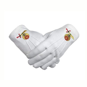 Guantes de algodón bordados de alta calidad Masonic Regalia Guantes de algodón baratos al por mayor Masonic - Product Image 1