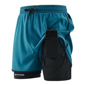 Pantalones cortos de entrenamiento de secado rápido 2 en 1 para hombre de verano cintura elástica tamaño XS entrenamiento de gimnasio y trotar pantalones cortos de Fitness para correr de doble cubierta - Product Image 3