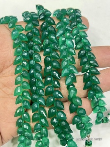 Cadena de 8 Pulgadas de Onyx Verde Natural AAA, Facetado, Forma de Lágrima, Perforado, Aprox. 6x9mm - Product Image 3