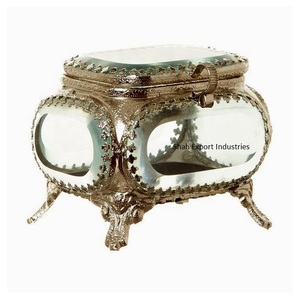 Cái Nhìn Kỳ Diệu Brass & Glass Lưu Trữ Hộp Bàn Trang Trí Hiển Thị Trường Hợp Đối Với Trang Điểm Vòng Bông Tai Hộp Đồ Trang Sức - Product Image 5