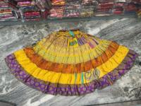 Boho Silk Sari Flowy Jupe longue élastique à plusieurs niveaux Gypsy Belly Dance Jupe longue flottante Grande jupe évasée multicouche Hippie