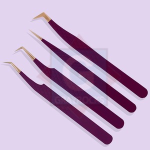 Pinzas de pestañas profesionales Juego de pinzas de extensión de pestañas de 90 grados de etiqueta privada de acero inoxidable - Product Image 3