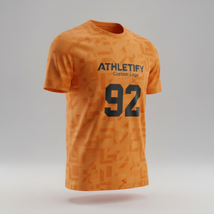 เสื้อฟุตบอลแบบระบายอากาศได้ดี ผลิตตามสั่ง ด้วยเทคนิคการพิมพ์แบบระเหิด  ทำจากโพลีเอสเตอร์ 100%  พร้อมชื่อผู้เล่น หมายเลข และโลโก้ทีม - Product Image 1