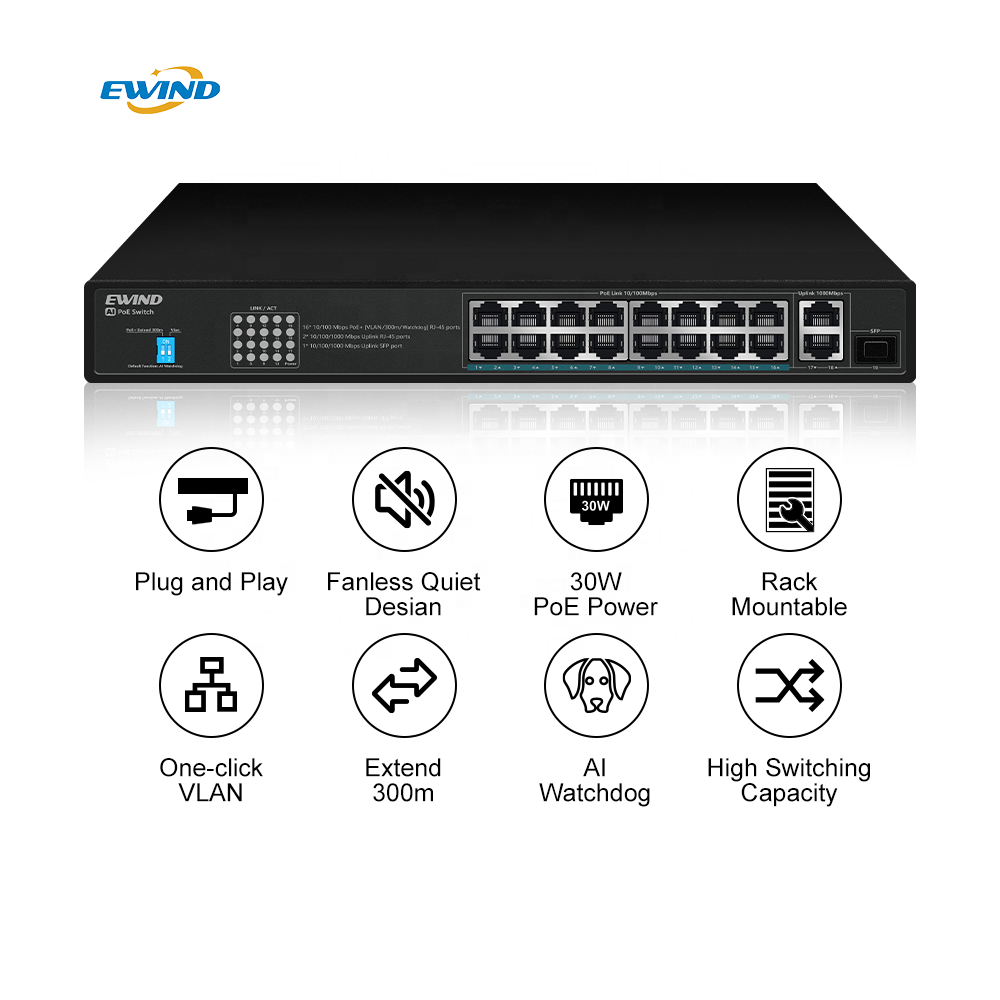 OEM 300m 120W 18 Ports CCTV Unmanaged Managed Network Ethernet PoE Switch for Hikvision IP Camera · image 4