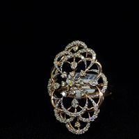 Bague de fiançailles et de mariage tendance en or 14 carats avec motif floral, diamant naturel 0,74 carat Si, sertissage pavé, pour femmes, fêtes et anniversaires