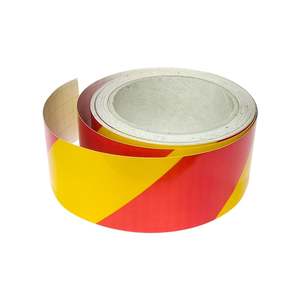 Bande réfléchissante rouge et jaune en PET, 5 cm x 10 m, bande réfléchissante - Product Image 1