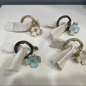 Brass Napkin Ring Metal <b>Tissue</b> Holder Golden <b>Color</b> Napkin Ring With Metal <b>Tissue</b> Box Premium <b>Tissue</b> <b>Paper</b> for Wedding Parties - Product Image 1