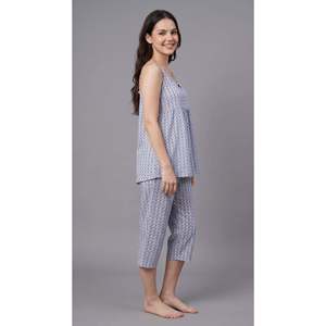 Women's Premium Rayon Sleeveless Top Capri Loungewear Set Soft Breathable Summer Night Suit Solid Comfortable (NCSRY115SB) - Product Image 4