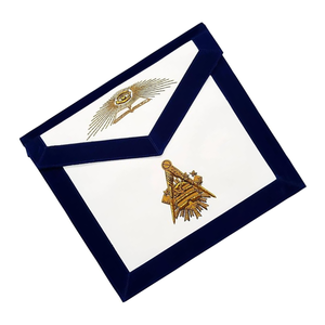 Tablier de maître maçonnique Tablier de franc-maçon en cuir d'agneau brodé d'or en velours bleu - Product Image 4