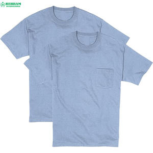 <b>Top</b> Ranking Plain Heavy Cotton Eco-Friendly Quick Dry 200g T-shirt for Men Custom Print Logo <b>Mock</b> <b>Neck</b> with Front Pocket Summer - Product Image 3