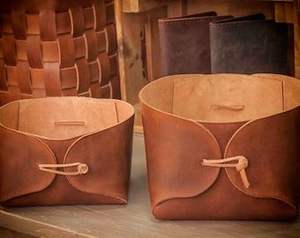 Leather Handmade <b>Box</b> Style Single Slot <b>Magazine</b> Holder with Curved Handles Best Quality <b>Magazine</b> Rack Use Low Cost - Product Image 4