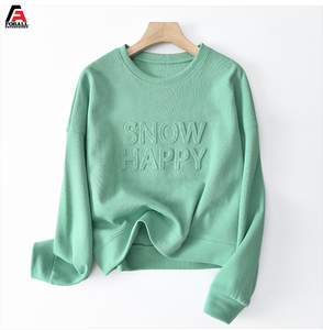 เสื้อฮู้ดดี้ผ้าฝ้าย 100% แบบนูน 3 มิติ สำหรับผู้หญิง คอกลม แบบสวมหัว เสื้อสเวตเชิ้ตผ้าฝ้าย 3 มิติ แบบนูน ผลิตตามสั่ง ขายส่ง - Product Image 3