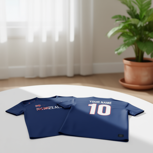 Set di Maglie da Calcio Ispirate alla Nuova Zelanda per Tifosi Blu Navy con Nome e Numero Personalizzati - Product Image 3