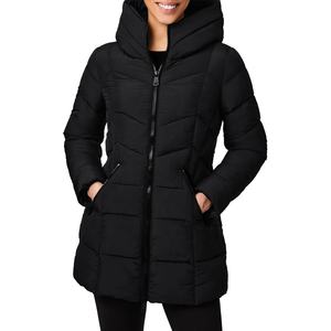 Winter 2024 Black Hooded Long Sleeve <b>Waterproof</b> Windproof Blouson Casual Solid Color Customize <b>Puffer</b> <b>Jacket</b> <b>Women</b> - Product Image 1