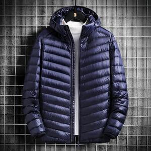 Veste en duvet pour hommes légère et portable grande taille à capuche 2024 Automne Hiver Veste solide pour hommes Manteau bouffant - Product Image 6