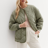 Jaket Safari Kerah Bulat Berlapis Khaki Desain OEM Baru, Pakaian Luar Ruangan, Mengkilap, Bernapas, Tahan Air, Bordir Logo Kustom