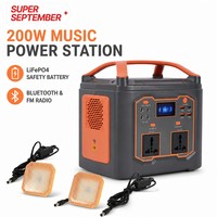 Batterie LiFePO4 200W, 4x lumières d'ambiance, enceinte Bluetooth, onduleur à onde sinusoïdale modifiée 76,8Wh, solaire