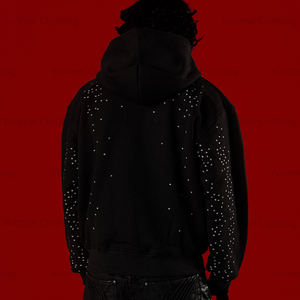 Fabricants de sweats à capuche personnalisés 520 Gsm, poids lourd, streetwear, 100% coton, coupe courte, surdimensionné, pull à strass, hiver, unisexe - Product Image 3