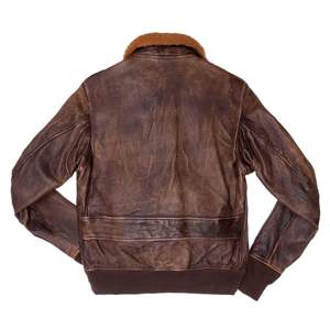 Chaqueta Bomber de cuero Premium con cuello de piel de oveja Chaqueta de invierno para hombre - Product Image 6