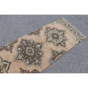 Alfombra vintage de 2.7x12 pies, alfombra turca de lana con diseño de plantas y árboles marrones - Product Image 5