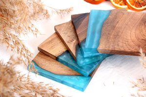 Posavasos de piedra hechos a mano con madera y resina epoxi, venta al por mayor, juego de posavasos a granel de La India, posavasos de protección de bebidas duraderos - Product Image 6