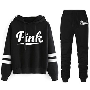 Conjunto de marca para mujer, sudadera de algodón con capucha y estampado de letras, pantalones de chándal, traje de jogging informal, prendas de vestir y pantalones femeninos - Product Image 3