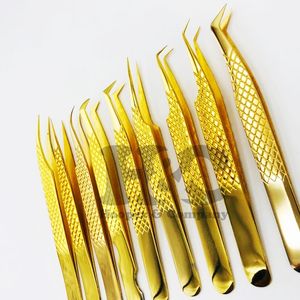 Pince à épiler d'extension de cils avec logo personnalisé pince à épiler à pointe en fibre d'acier inoxydable de marque privée avec poignée en diamant d'or durable vison - Product Image 4