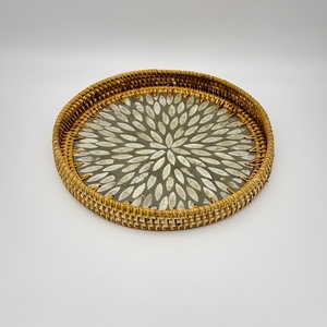 Bandeja de Ratán Hecha a Mano con Incrustaciones Artísticas de Conchas para Decoración del Hogar de Primera Calidad, Vietnam - Product Image 6