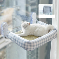 Hamac carré rafraîchissant pour chat, respirant, en fausse fourrure de lapin, avec ventouse pour fenêtre, durable, amovible et lavable