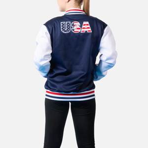 Chaqueta Letterman para Mujer, Cuerpo de Lana Cachemira Amarilla y Mangas de Cuero Genuino Azul, Chaquetas Universitarias de la Hermandad Griega - Product Image 2