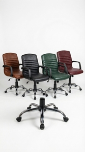 Chaise de bureau pivotante moderne en cuir EVA rembourrée avec vérin à gaz et base étoile chromée pour la maison, le bureau, l'école et l'atelier - Product Image 5