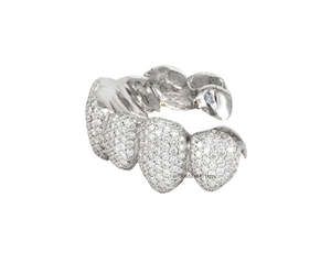 Juego de Grillz de Moissanita Chapados en Oro y Plata Pulida Personalizados para Dientes Superiores e Inferiores, Pieza Dental Hip Hop para Hombres y Mujeres - Product Image 2