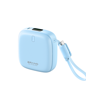 Batterie externe portable de marque 80W Type C avec câble, bleu clair, en plastique, batterie Li-Polymère, protection contre la décharge excessive - Product Image 1