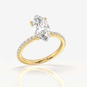 9K <b>Gold</b> Marquise Cut Moissanite Diamond Pave <b>Ring</b> Elegant Luxury Jewelry Accessory - Product Image 4