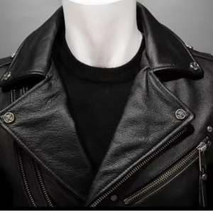 Chaqueta de la mejor calidad 2025, chaqueta negra de invierno para hombre, chaquetas para hombre, estilo Punk, abrigo de cuero genuino para motocicleta para hombre - Product Image 2