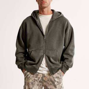 Sudadera con capucha y cremallera lavada con ácido de talla grande para hombre, estilo informal, estampado Digital, algodón, poliéster, transpirable, respetuoso con el medio ambiente - Product Image 5