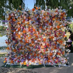 A1359 домашний Свадебный декор, Цветочная настенная панель, 3d ткань, разноцветная искусственная Шелковая Роза, Бабочка, Орхидея, Цветочная стена - Product Image 5