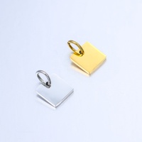 Bijoux fantaisie en acier inoxydable miroir poli carré hexagonal pendentif breloque bricolage Extension chaîne queue Logo étiquettes