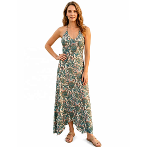 Robe longue droite sans manches en soie tissée indienne, style bohème naturel, motif géométrique paisley coréen Y2K, taille unique, décontractée et élégante pour le quotidien - Product Image 1