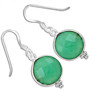 Boucles d'oreilles pendantes pour femmes en argent 925 avec pierre précieuse verte, boucles d'oreilles pendantes tendance - Product Image 2