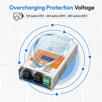 Contrôleur de charge solaire MPPT 60A V124, automatique 12V/24V/48V, entrée CC max 160V, compatible avec les batteries au plomb-acide et au lithium