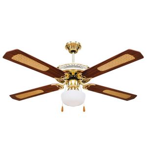 Ventilatore da Soffitto Moderno Kooper a 4 Pale con Lampadario 130cm, Luce LED Marrone, Telecomando, Corpo in Cristallo/ABS/Legno, 220V - Product Image 1